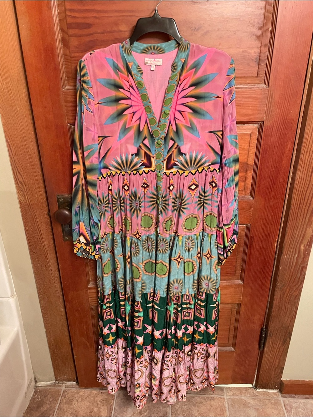 Siddhartha Bansal Mixed Print Button Front Maxi Dress - Picture 3 of 9